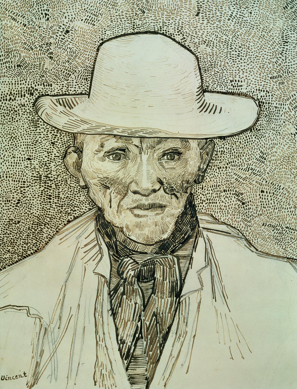 Camargue Köylü, 1888 (kağıt üzerinde grafit üzerine kahverengi mürekkep) by Vincent van Gogh