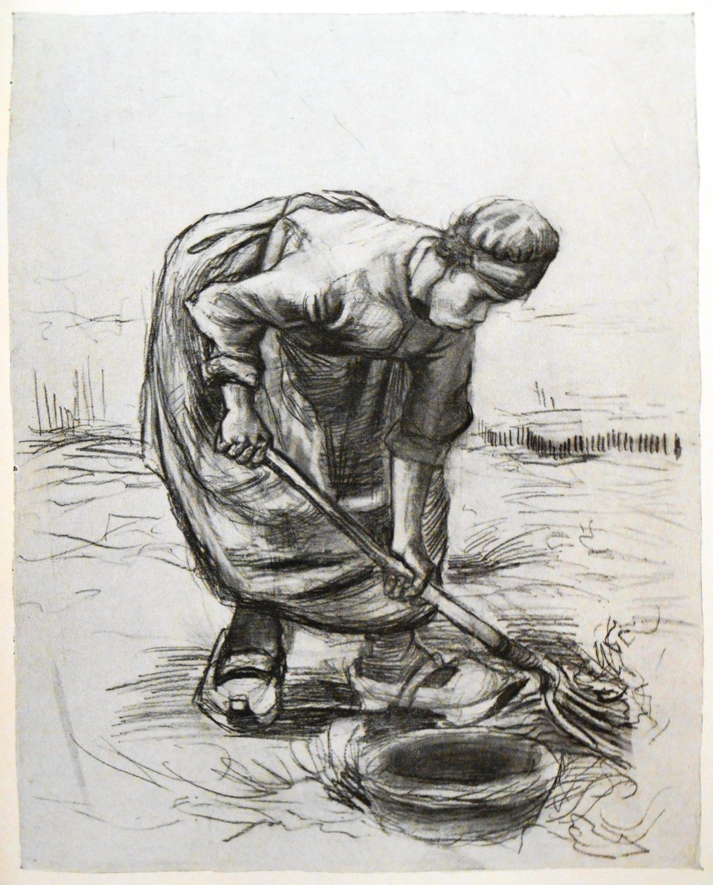 Sepet ile patates kazma köylü kadın by Vincent van Gogh