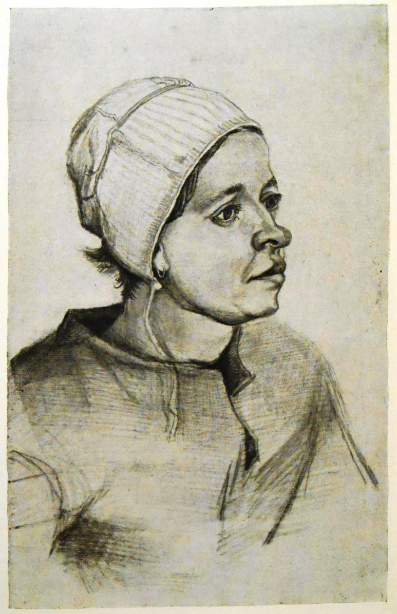 Pürüzsüz, beyaz şapkalı köylü kadın by Vincent van Gogh