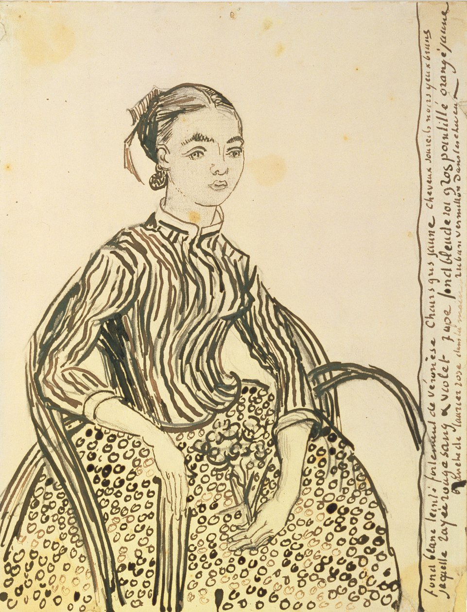 Genç Bir Kızın Portresi, 1888 (kağıt üzerine mürekkep) by Vincent van Gogh