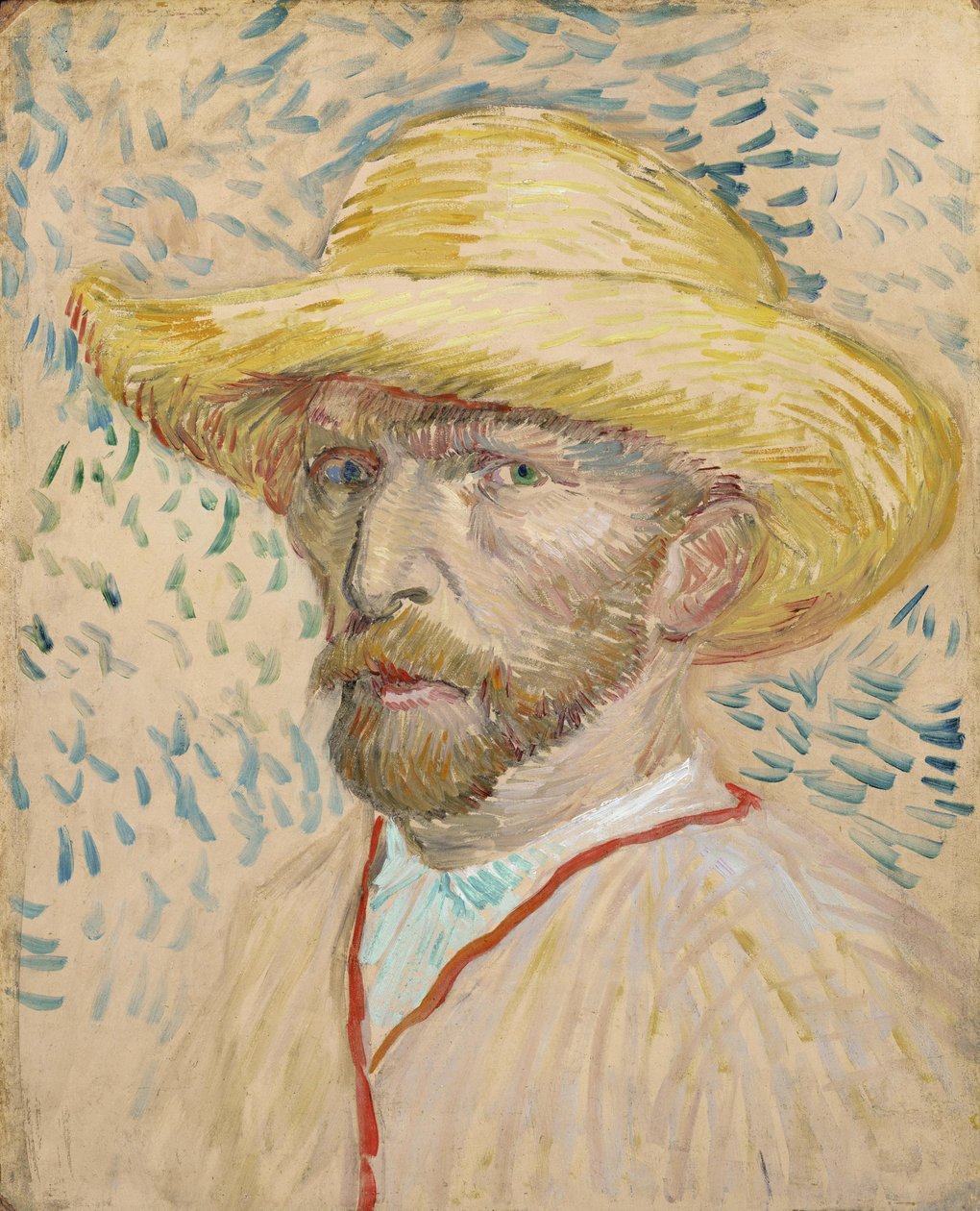 Hasır şapkalı otoportre by Vincent van Gogh