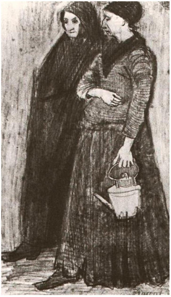 Sien Hamile, Yaşlı Kadınla Yürüyüş by Vincent van Gogh