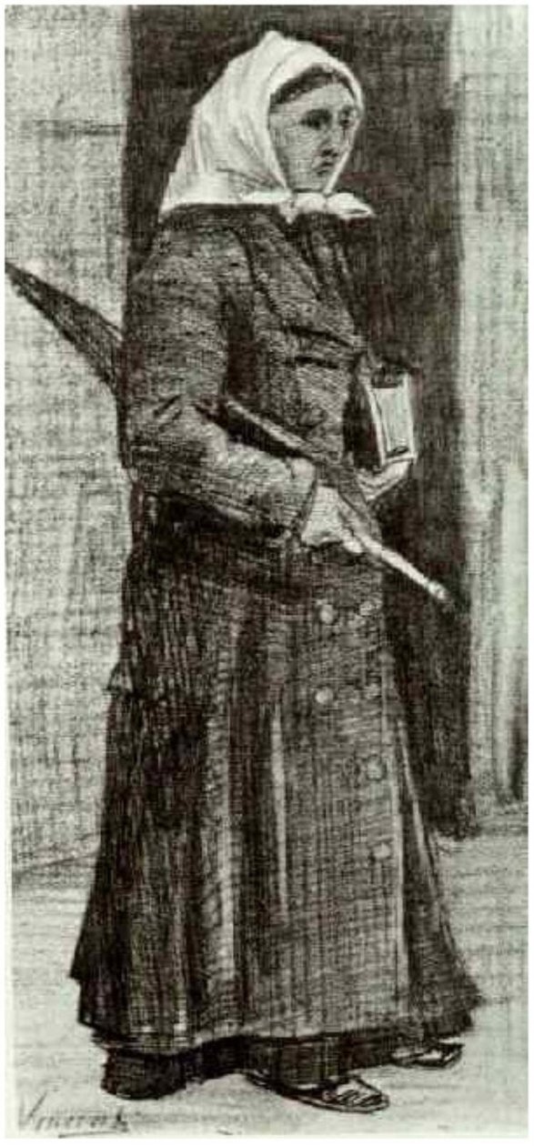 Şemsiye ve Dua Kitabı ile Sien by Vincent van Gogh