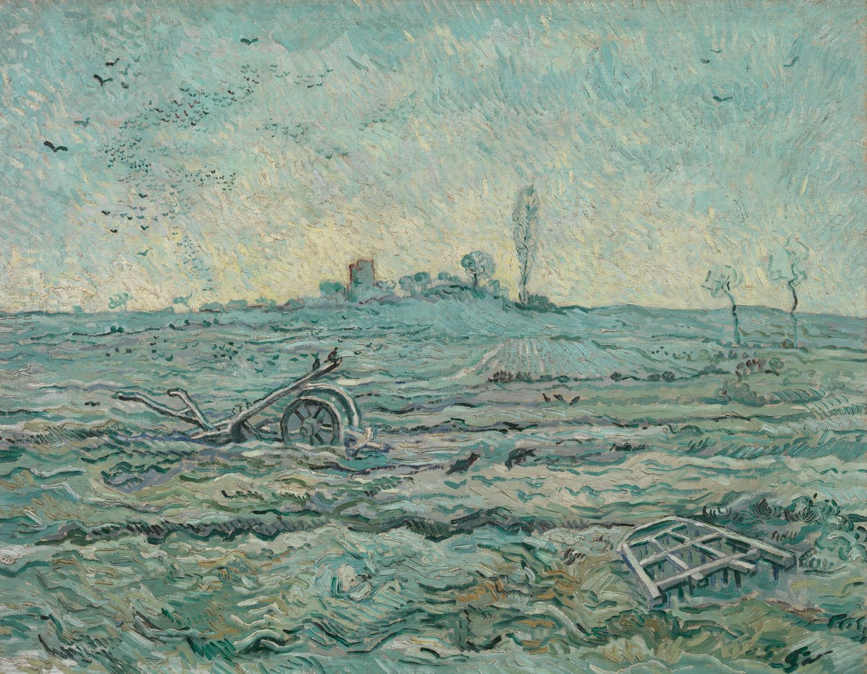Tırmıkla Karla Kaplı Tarla (Darıdan Sonra) by Vincent van Gogh