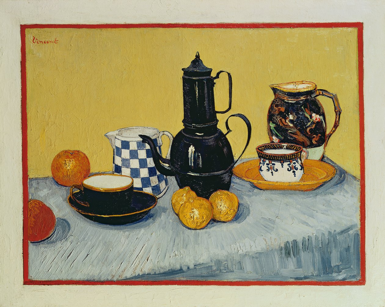 Still Life with Blue Enamel Coffeepot, Earthenware and Fruit, 1888  by Vincent van Gogh