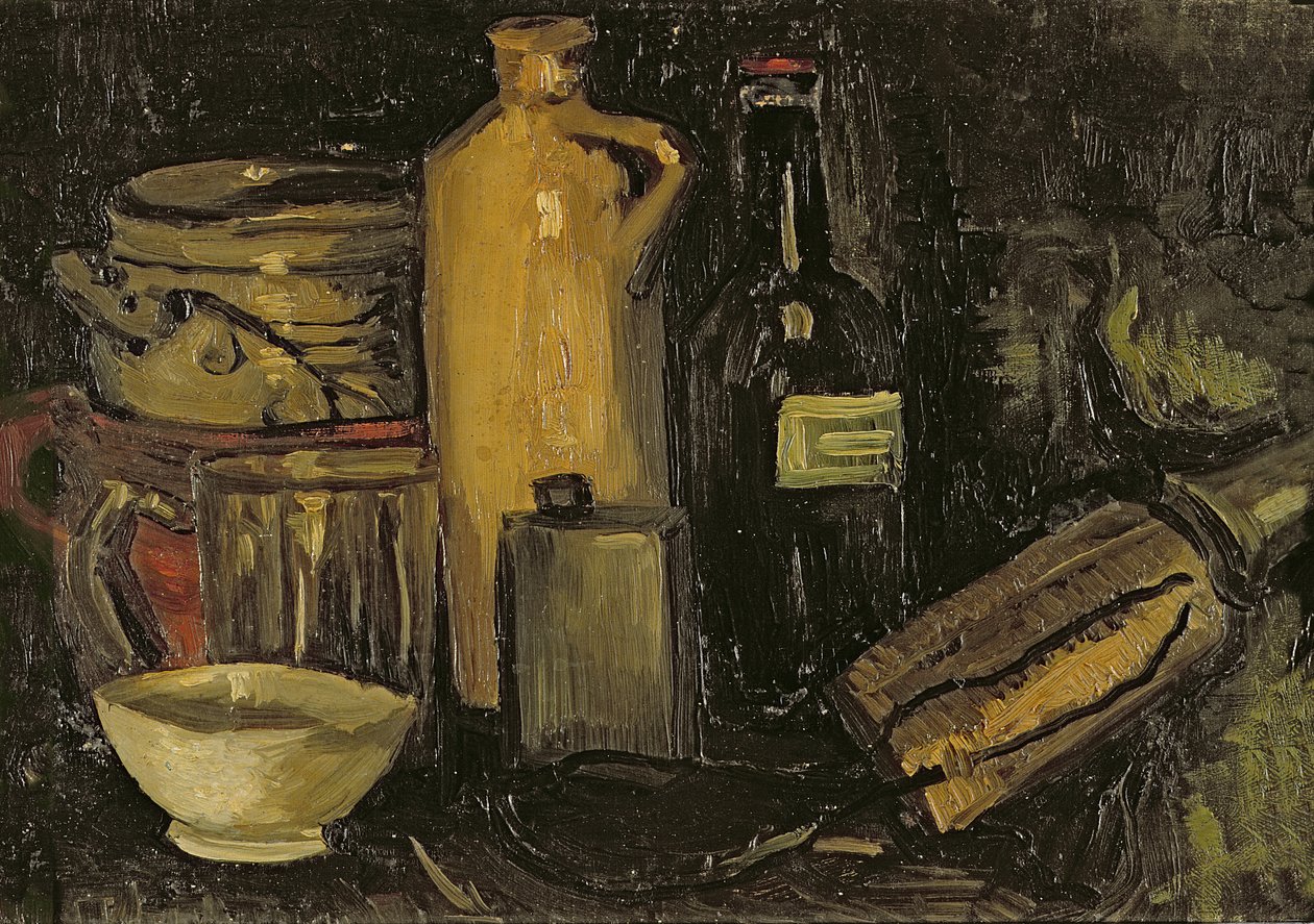 Tencere, şişe ve matara ile natürmort, 1886 dolayları by Vincent van Gogh