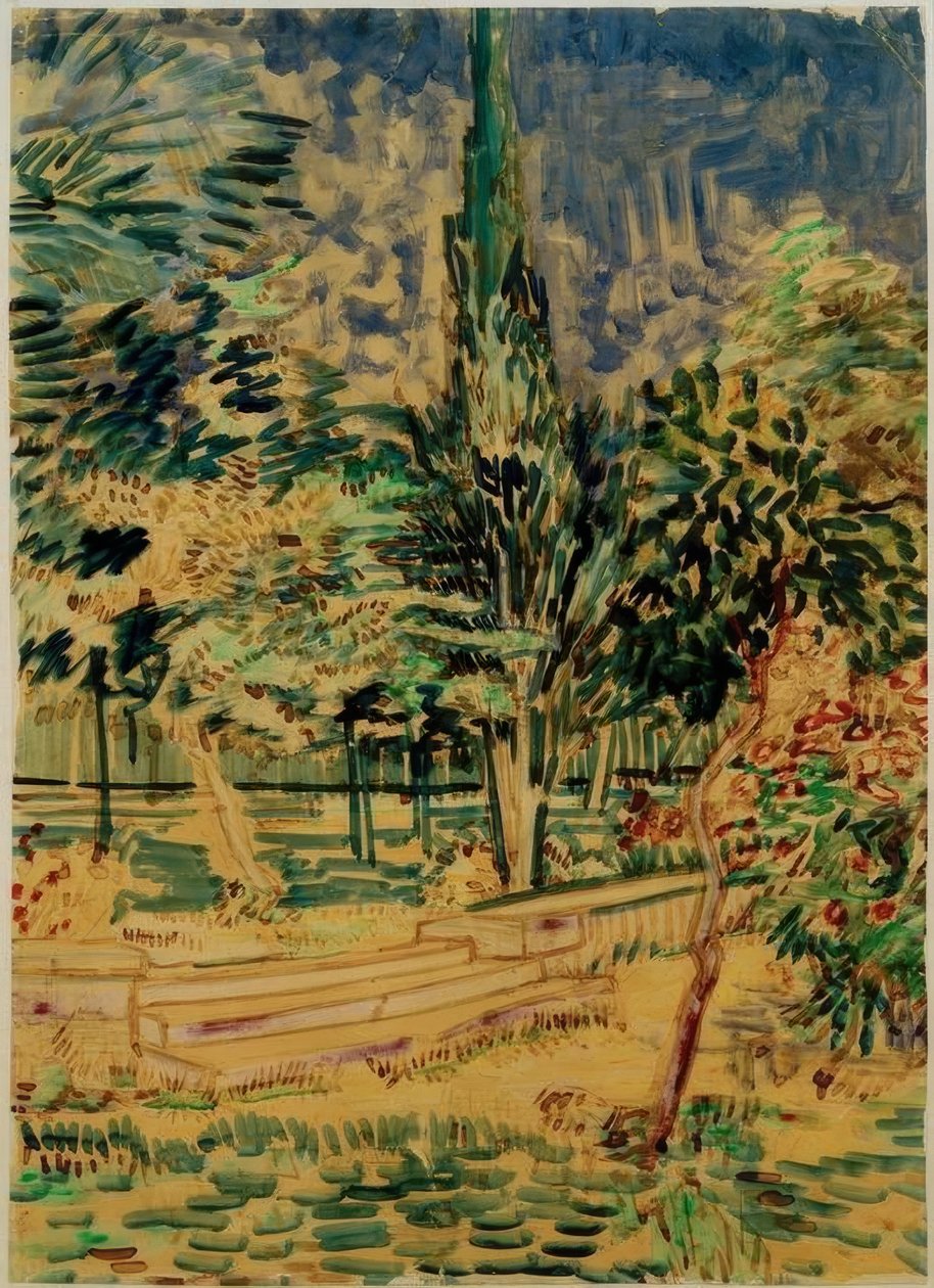 Sanatoryum bahçesindeki adımlar by Vincent van Gogh