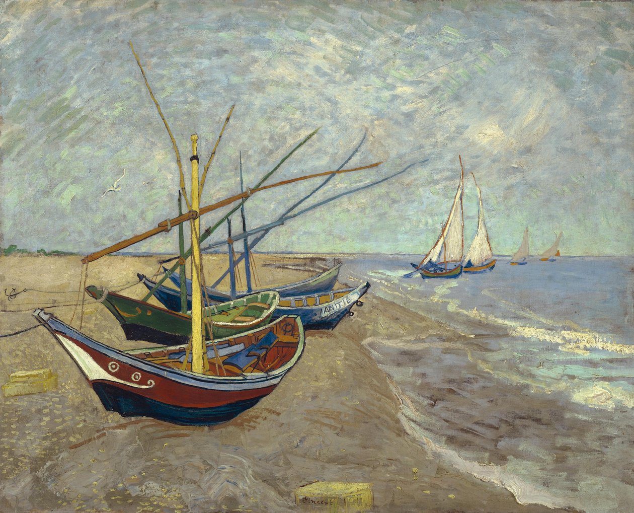 Les Saintes-Maries-de-la-Mer sahilinde balıkçı tekneleri by Vincent van Gogh