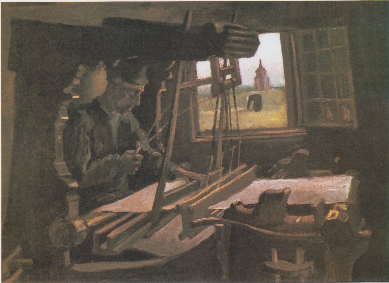Weber, Nuenen kulesi manzaralı açık bir pencerenin önünde by Vincent van Gogh