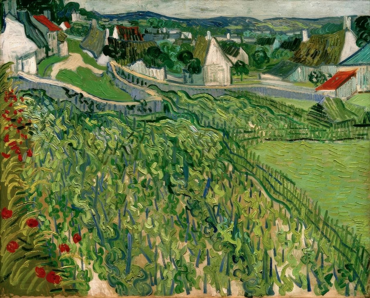Auvers manzaralı üzüm bağları by Vincent van Gogh