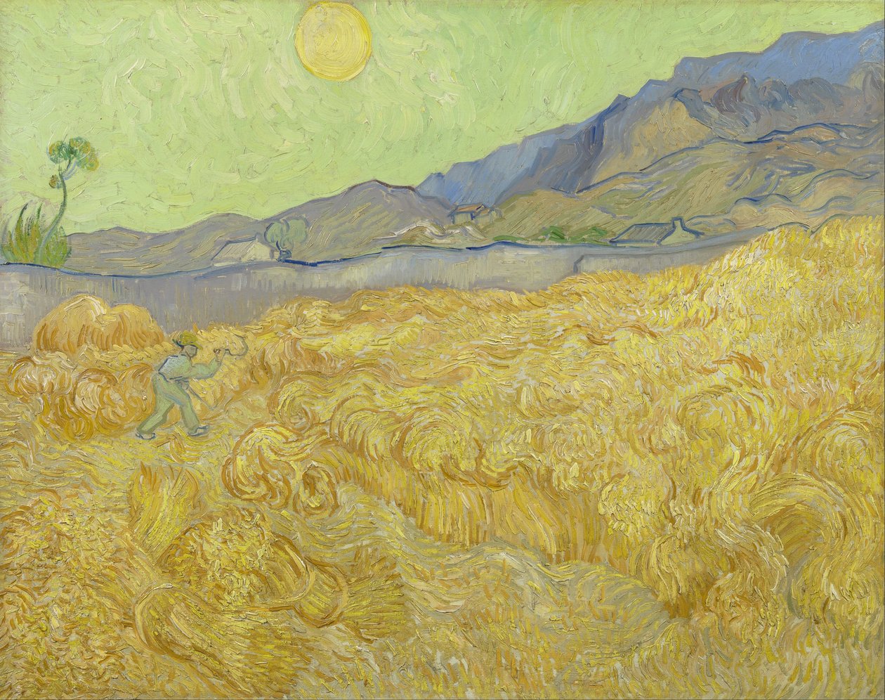Bir orak makinesi ile buğday tarlası by Vincent van Gogh