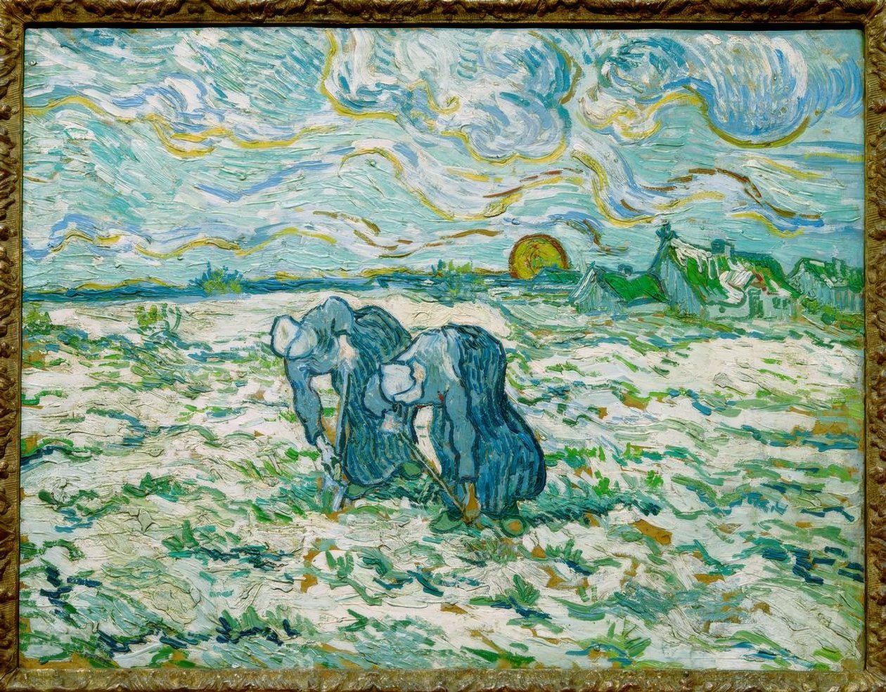 Karla kaplı bir alanda kazma iki köylü kadın by Vincent van Gogh
