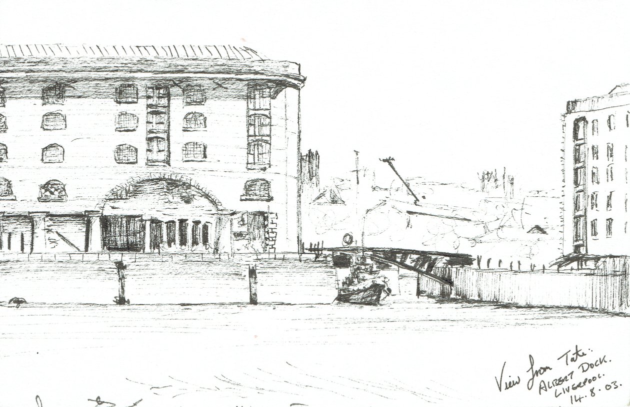 Albert Dock Liverpool, 2003, (Kağıt üzerine mürekkep) by Vincent Alexander Booth