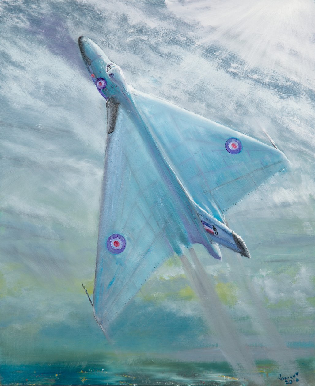 Avro Vulcan B1 Gece uçuşu, 2016, (tuval üzerine yağlı boya) by Vincent Alexander Booth