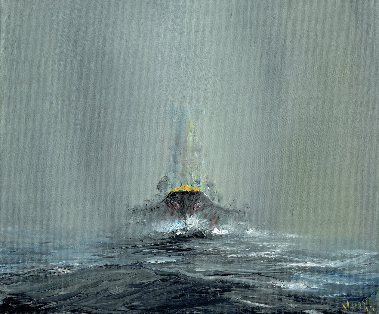 Savaş Gemisi Yamato 1945, 2016, (tuval üzerine yağlı boya) by Vincent Alexander Booth