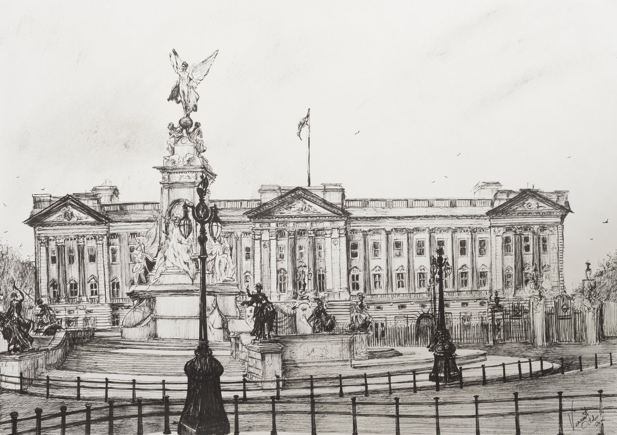 Buckingham Sarayı, Londra, 2006, (Kağıt Üzerine Mürekkep) by Vincent Alexander Booth