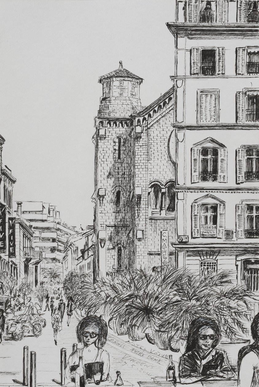 Hotel 5 ve Notre Dame Cannes, 2014, (kağıt üzerine mürekkep) by Vincent Alexander Booth