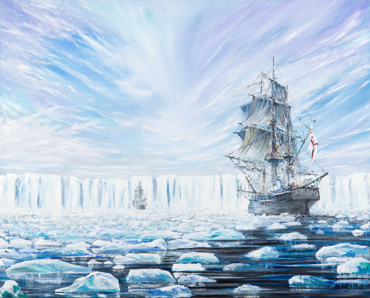 James Clark Ross, Antarktika Buz Rafını keşfetti Ocak 1841, 2016, by Vincent Alexander Booth