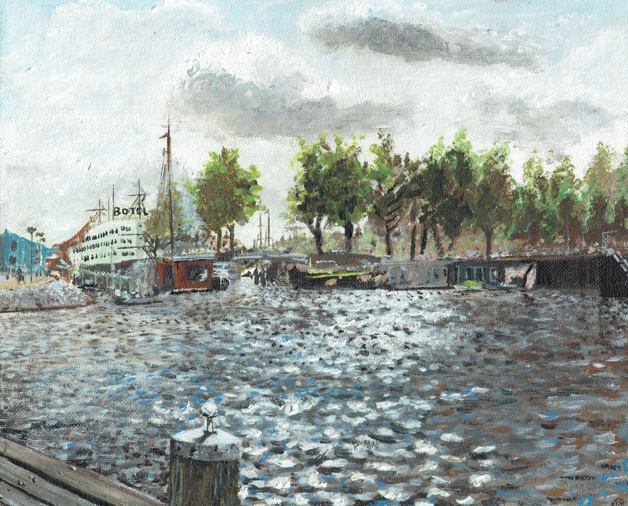 Oosterdok Amsterdam, 1999, (tuval üzerine akrilik) by Vincent Alexander Booth