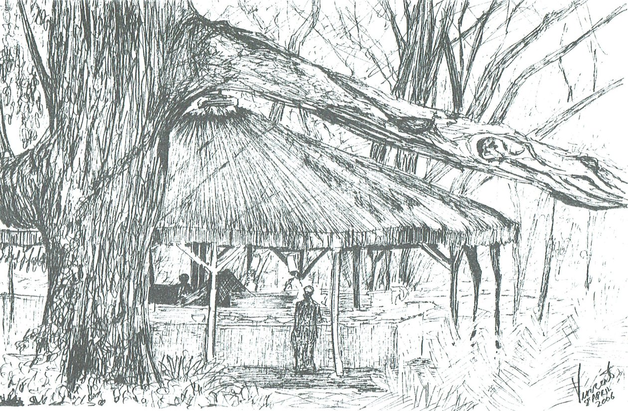 Açık hava barı, Naivasha Gölü, 2006; (kağıt üzerine mürekkep) by Vincent Alexander Booth