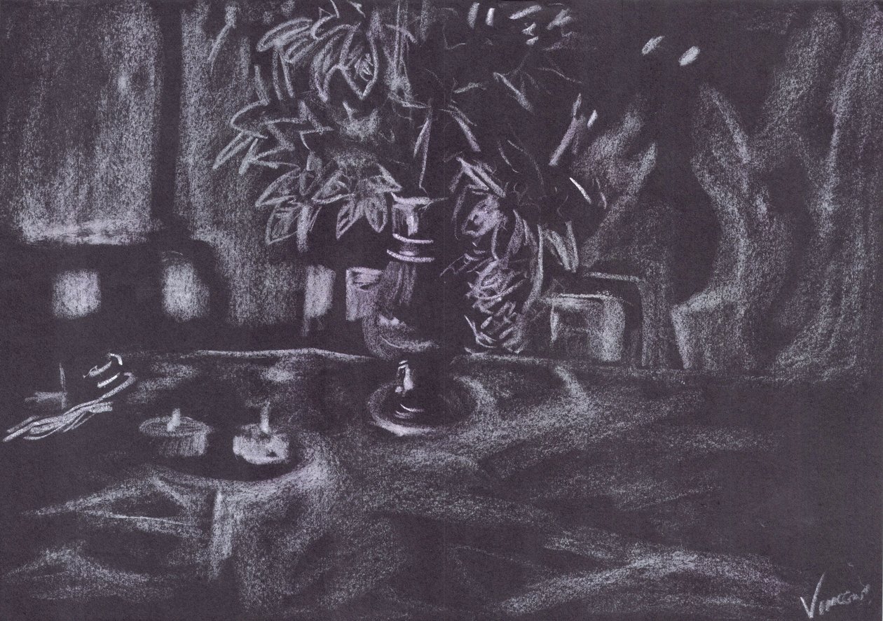 Mum ışığında odaya bitki by Vincent Alexander Booth