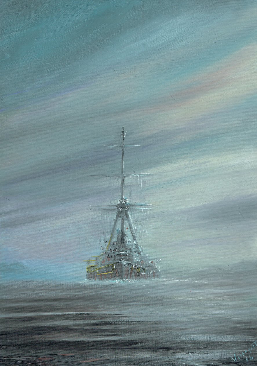 SMS Derfflinger Scapa Flow 1919, 2016,(tuval üzerine yağlı boya) by Vincent Alexander Booth