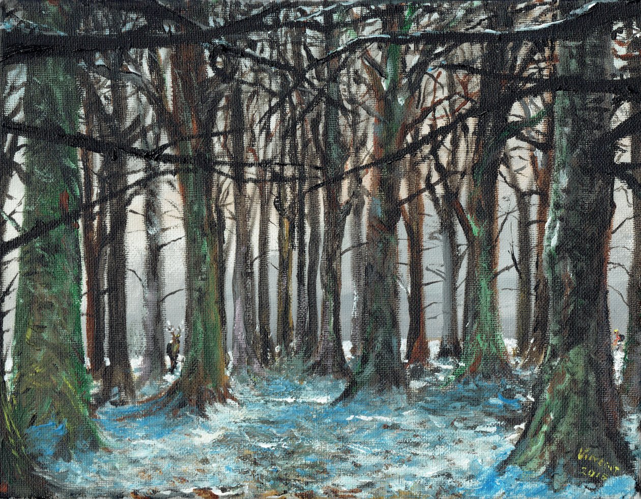 Geyik ve Koşucu Lyme Park, 2016, (tuval üzerine yağlı boya) by Vincent Alexander Booth