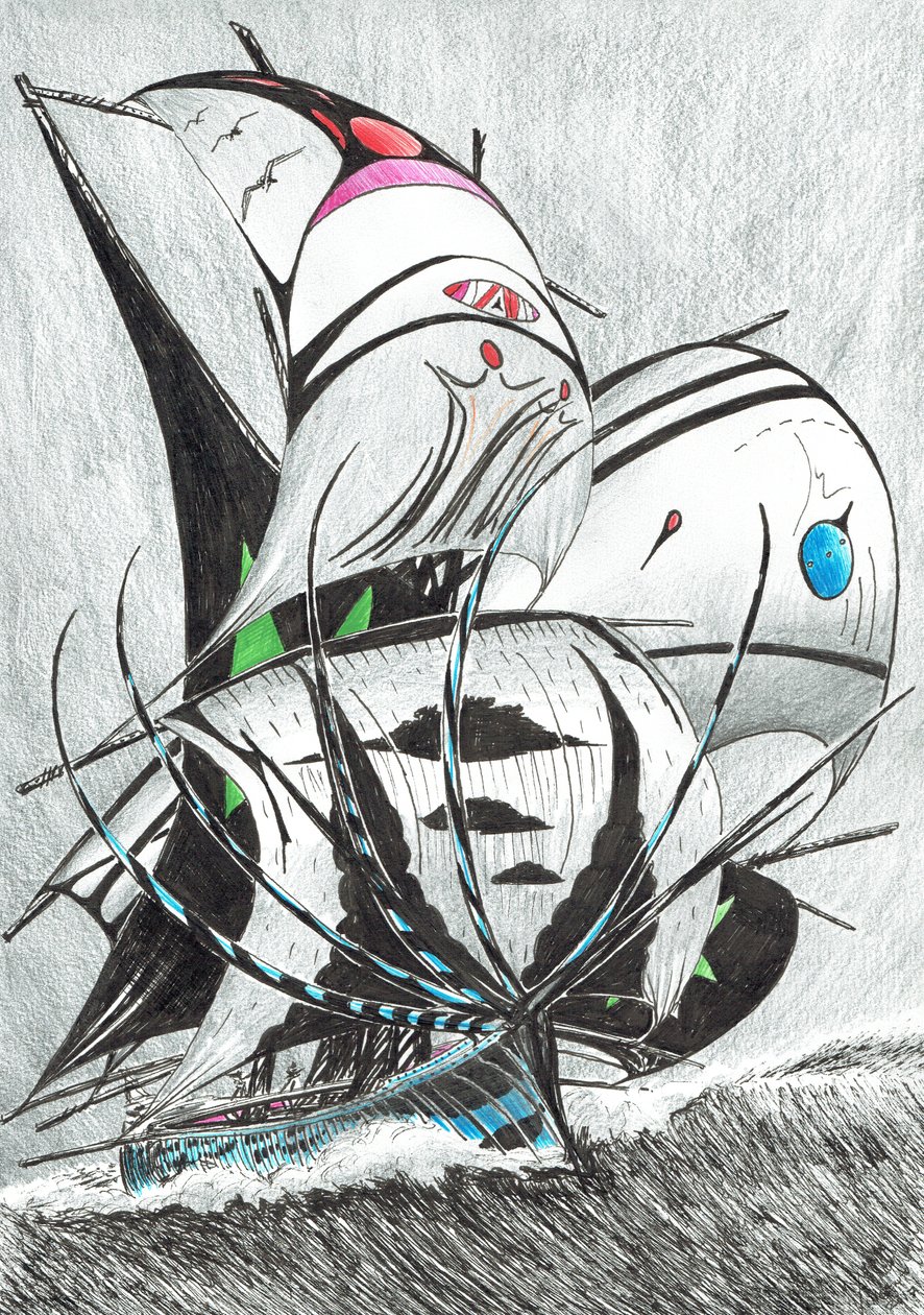 Storm Creators Andaman Denizi, 2017, (Kağıt Üzerine Mürekkep) by Vincent Alexander Booth