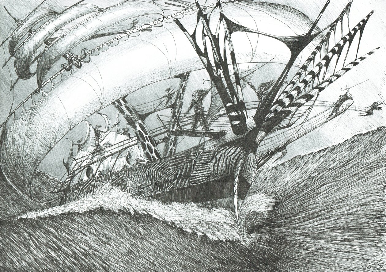 Storm Creators Antarktika Okyanusu, 2017, (Kağıt Üzerine Mürekkep by Vincent Alexander Booth