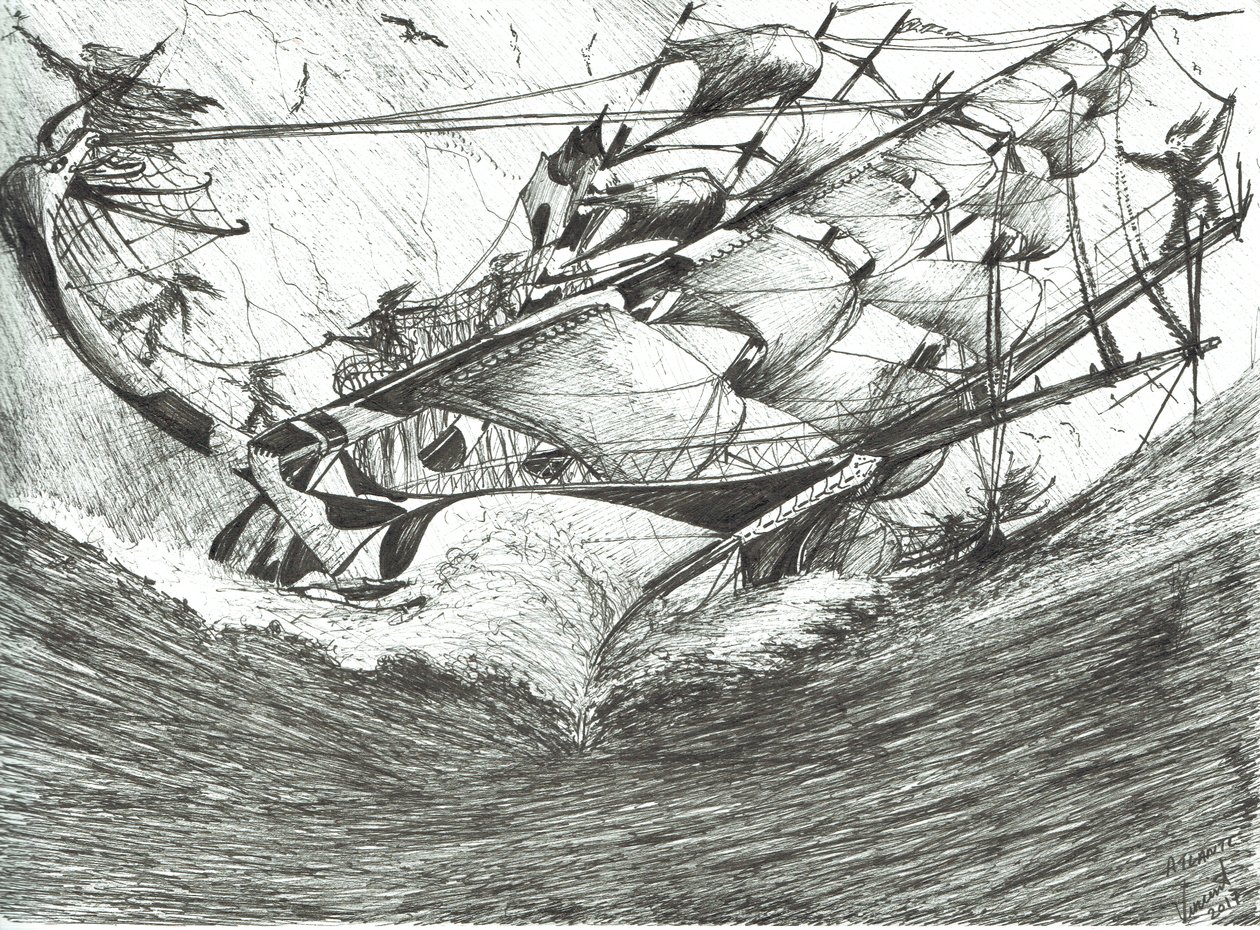 Storm Creators Arctic Ocean, 2017, (Kağıt Üzerine Mürekkep) by Vincent Alexander Booth