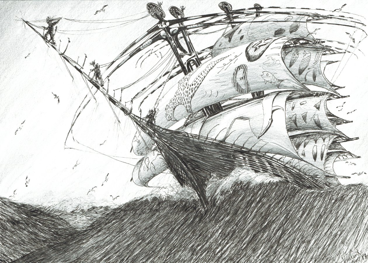 Storm Creators Barents Sea, 2017, (Kağıt üzerine mürekkep) by Vincent Alexander Booth
