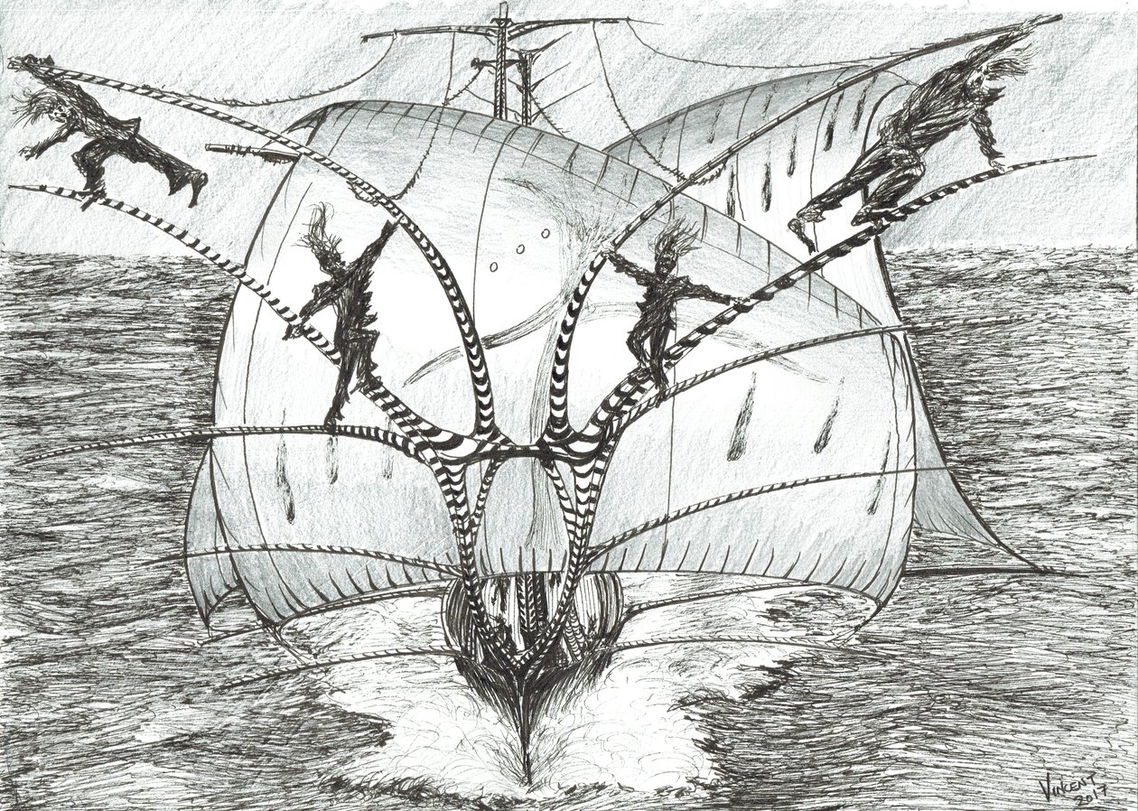 Storm Creators Bismarck Sea, 2017, (Kağıt Üzerine Mürekkep) by Vincent Alexander Booth
