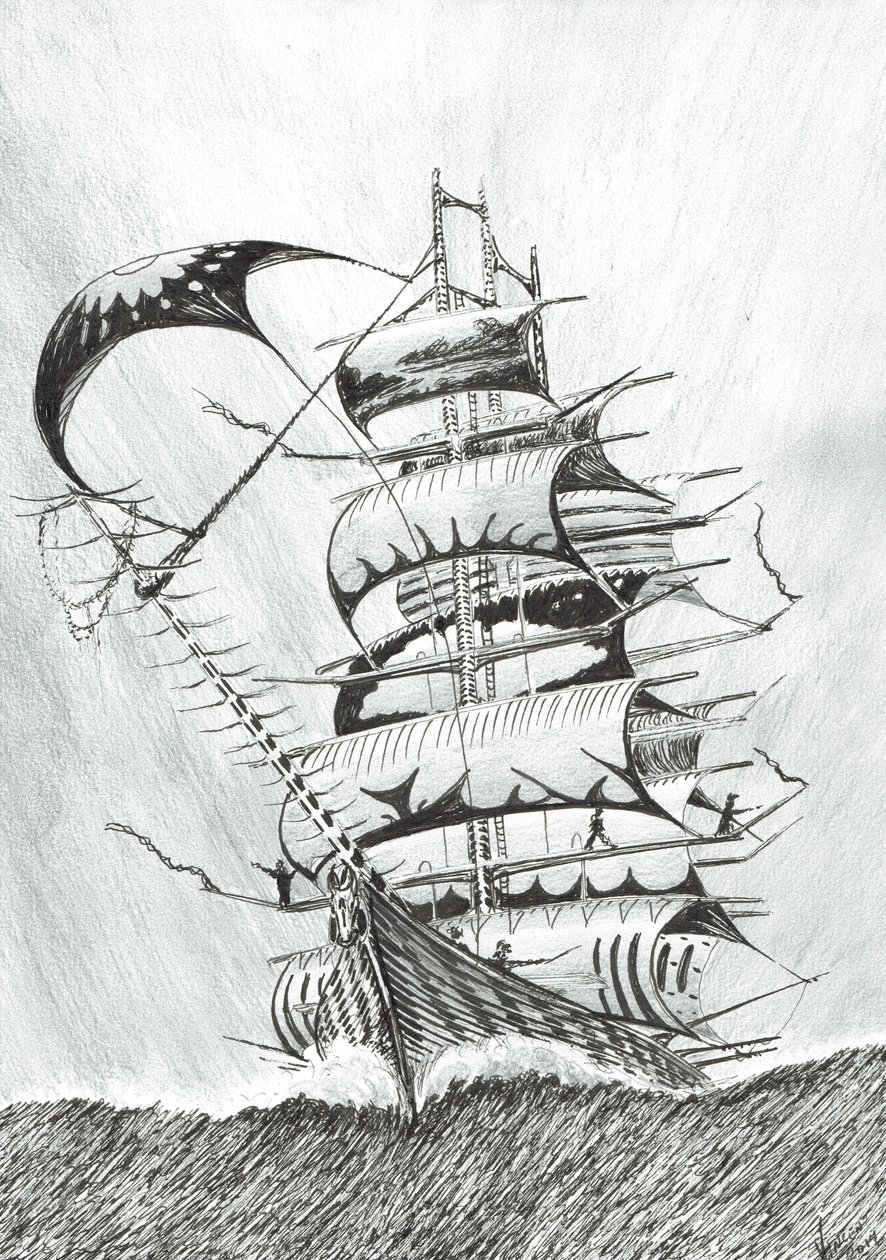 Storm Creators Durville Sea, 2017, (Kağıt Üzerine Mürekkep) by Vincent Alexander Booth