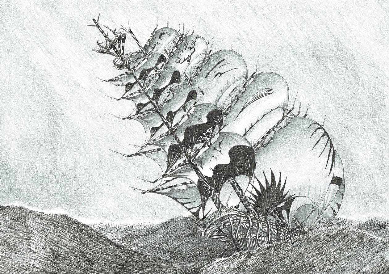 Storm Creators Doğu Çin Denizi, 2017, (Kağıt Üzerine Mürekkep) by Vincent Alexander Booth