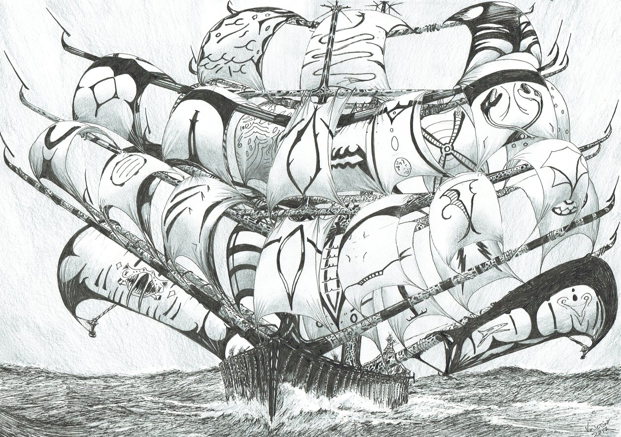 Storm Creators Doğu Sibirya Denizi, 2017, (Kağıt Üzerine Mürekkep) by Vincent Alexander Booth