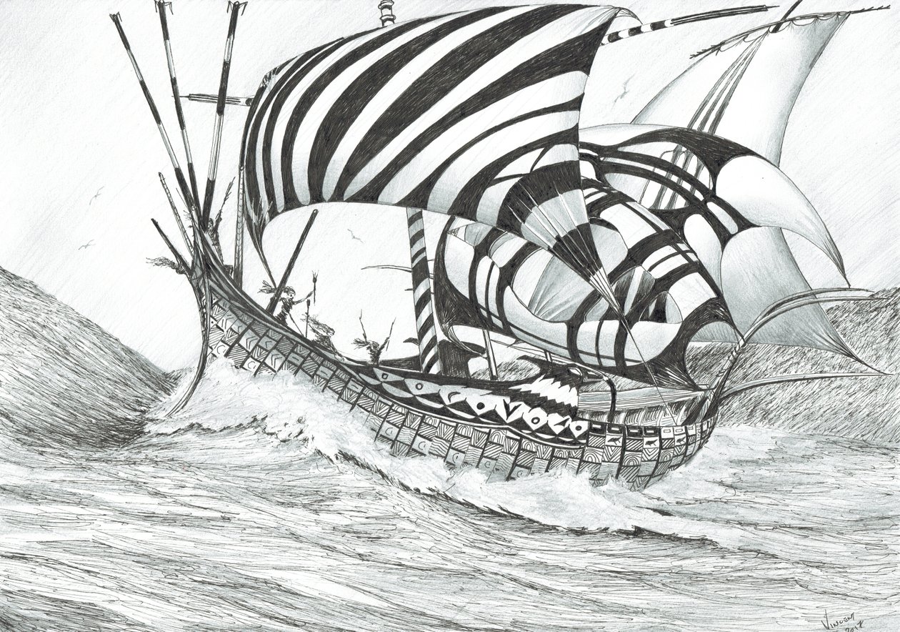 Storm Creators Ionian Sea, 2017, (Kağıt Üzerine Mürekkep) by Vincent Alexander Booth