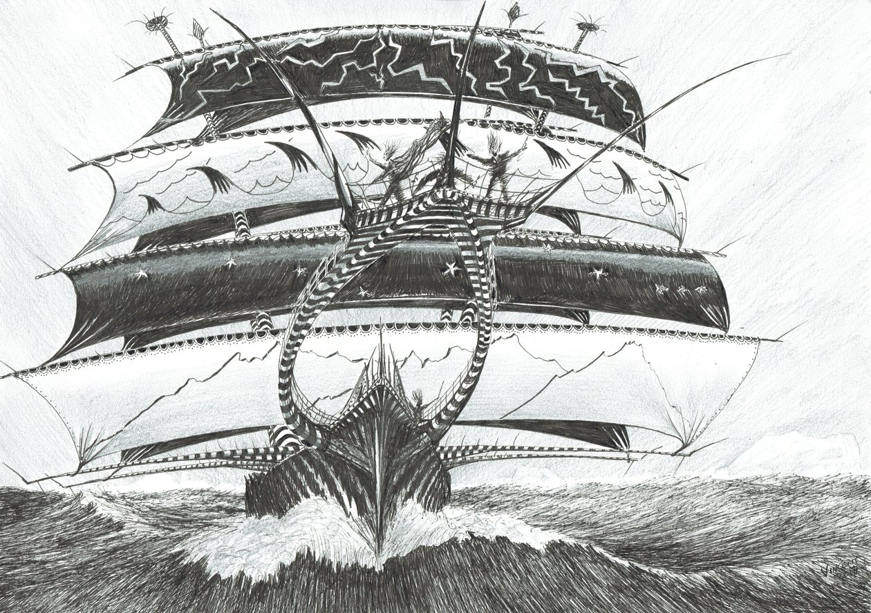 Storm Creators King Haakon VII Sea, 2017, (Kağıt Üzerine Mürekkep) by Vincent Alexander Booth