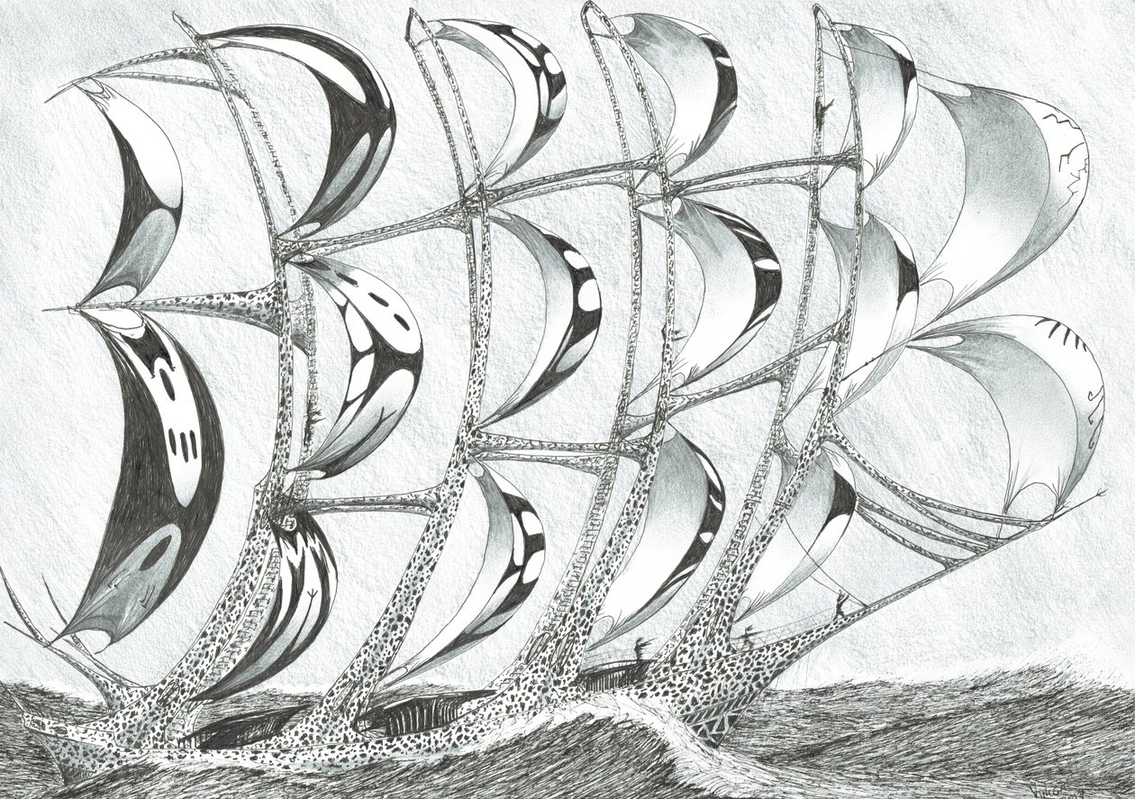 Storm Creators Laccadive Sea, 2017, (Kağıt Üzerine Mürekkep) by Vincent Alexander Booth