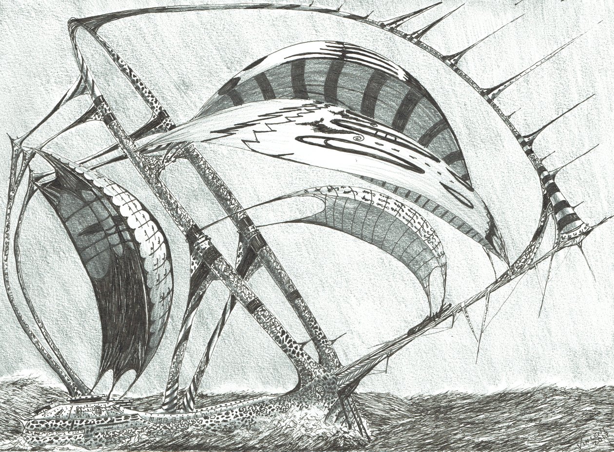 Storm Creators Laptev Sea, 2017, (Kağıt Üzerine Mürekkep) by Vincent Alexander Booth