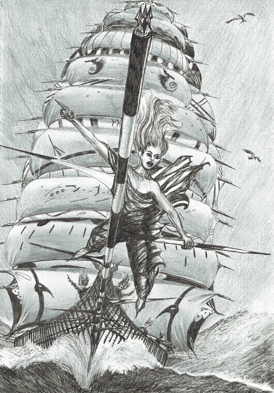 Storm Creators Lazarev Sea, 2017, (Kağıt Üzerine Mürekkep) by Vincent Alexander Booth