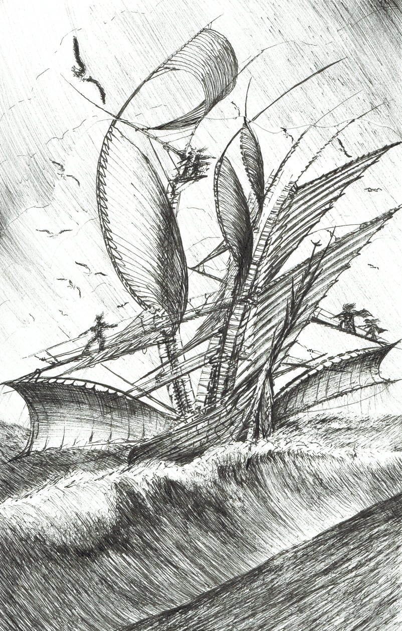 Storm Creators Pacific Ocean, 2017, (Kağıt Üzerine Mürekkep ) by Vincent Alexander Booth