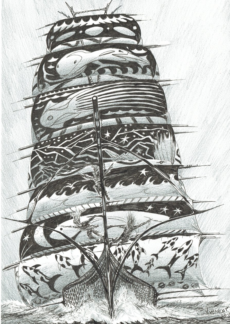 Storm Creators Red Sea, 2017, (Kağıt Üzerine Mürekkep) by Vincent Alexander Booth