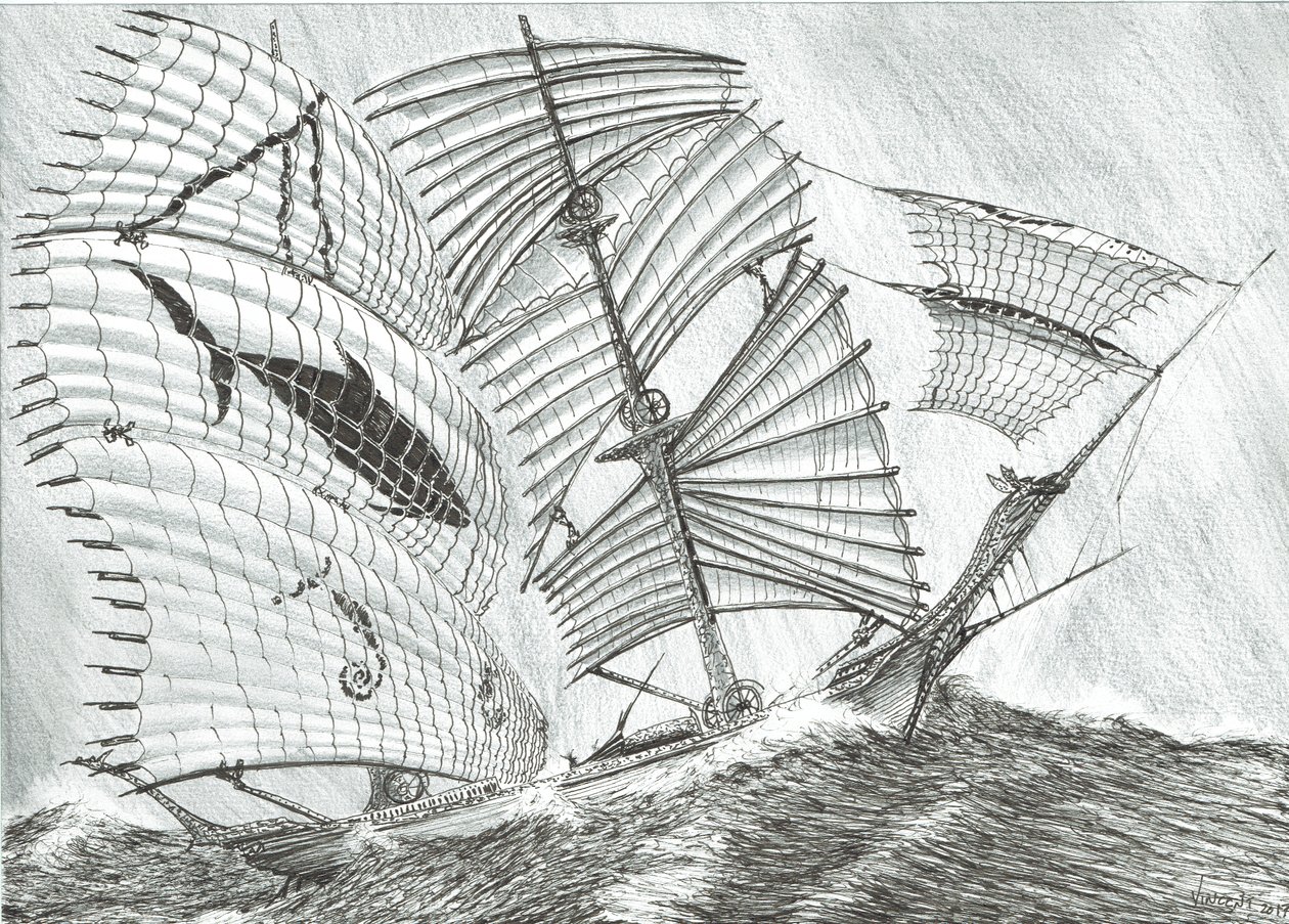 Storm Creators Savu Sea, 2017, (Kağıt Üzerine Mürekkep) by Vincent Alexander Booth