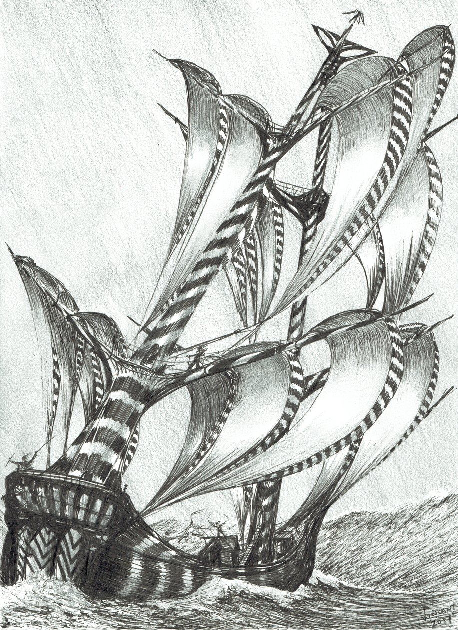 Storm Creators Solomon Sea, 2017, (Kağıt Üzerine Mürekkep) by Vincent Alexander Booth