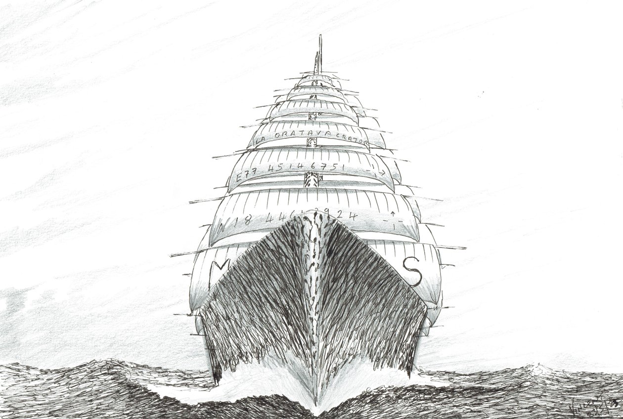 Storm Creators Southwest Cape, 2023 (kağıt üzerine mürekkep ve kalem) by Vincent Alexander Booth