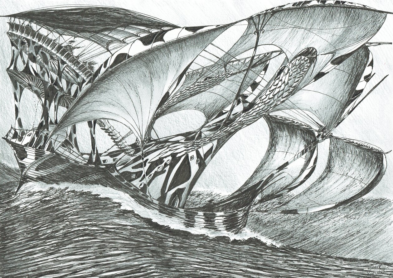 Storm Creators Tasman Sea, 2017, (Kağıt Üzerine Mürekkep) by Vincent Alexander Booth