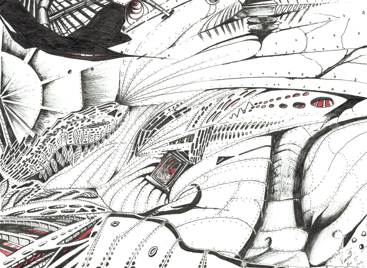 Kırmızının Getiricisi, 2016, (kağıt üzerine mürekkep) by Vincent Alexander Booth