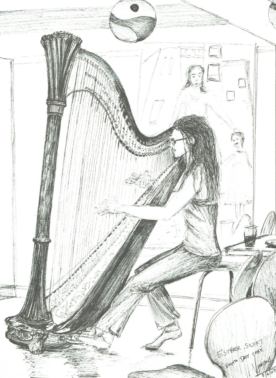 Harpist 8. gün kafe Manchester, 2007 by Vincent Alexander Booth