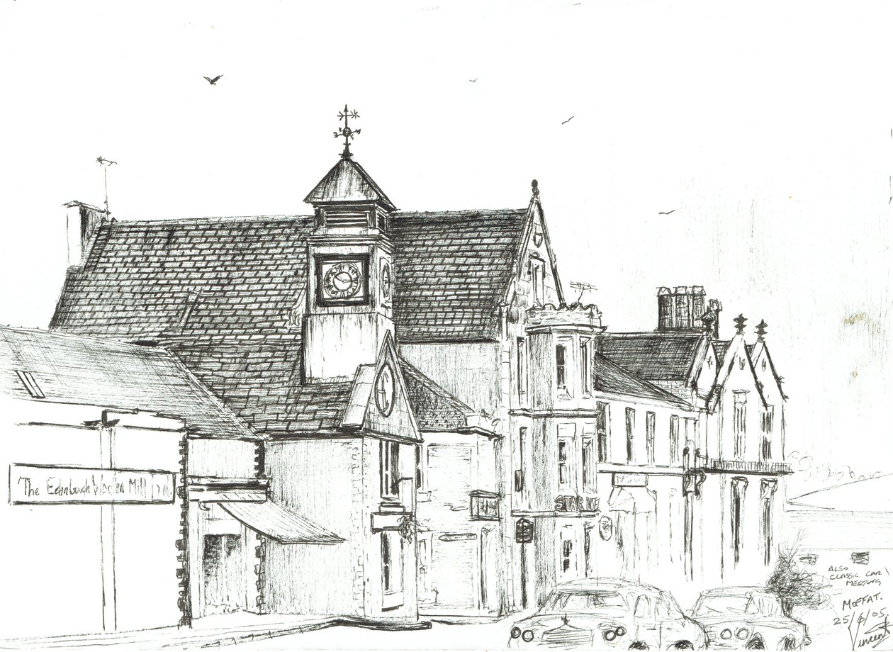 Yıldız Otel, Moffat. 2005, (Kağıt üzerine mürekkep) by Vincent Alexander Booth