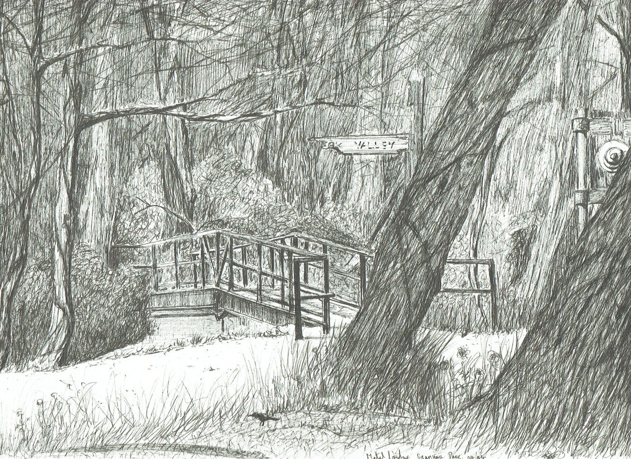 Eski metal köprü, Bramhall parkı, 2004 by Vincent Alexander Booth